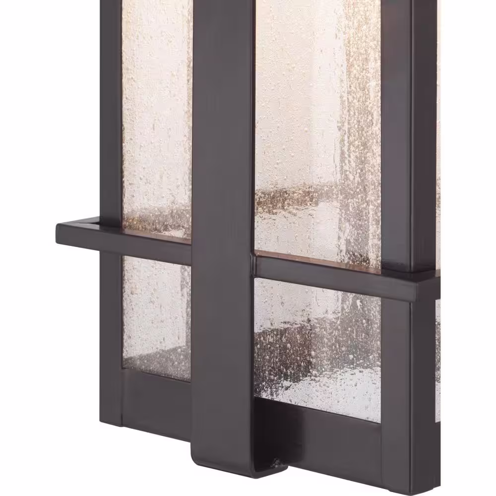 Progress Lighting Cullman Collection 1-Light Antique Bronze Clear Seeded Glass Craftsman Outdoor Hanging Lantern Light