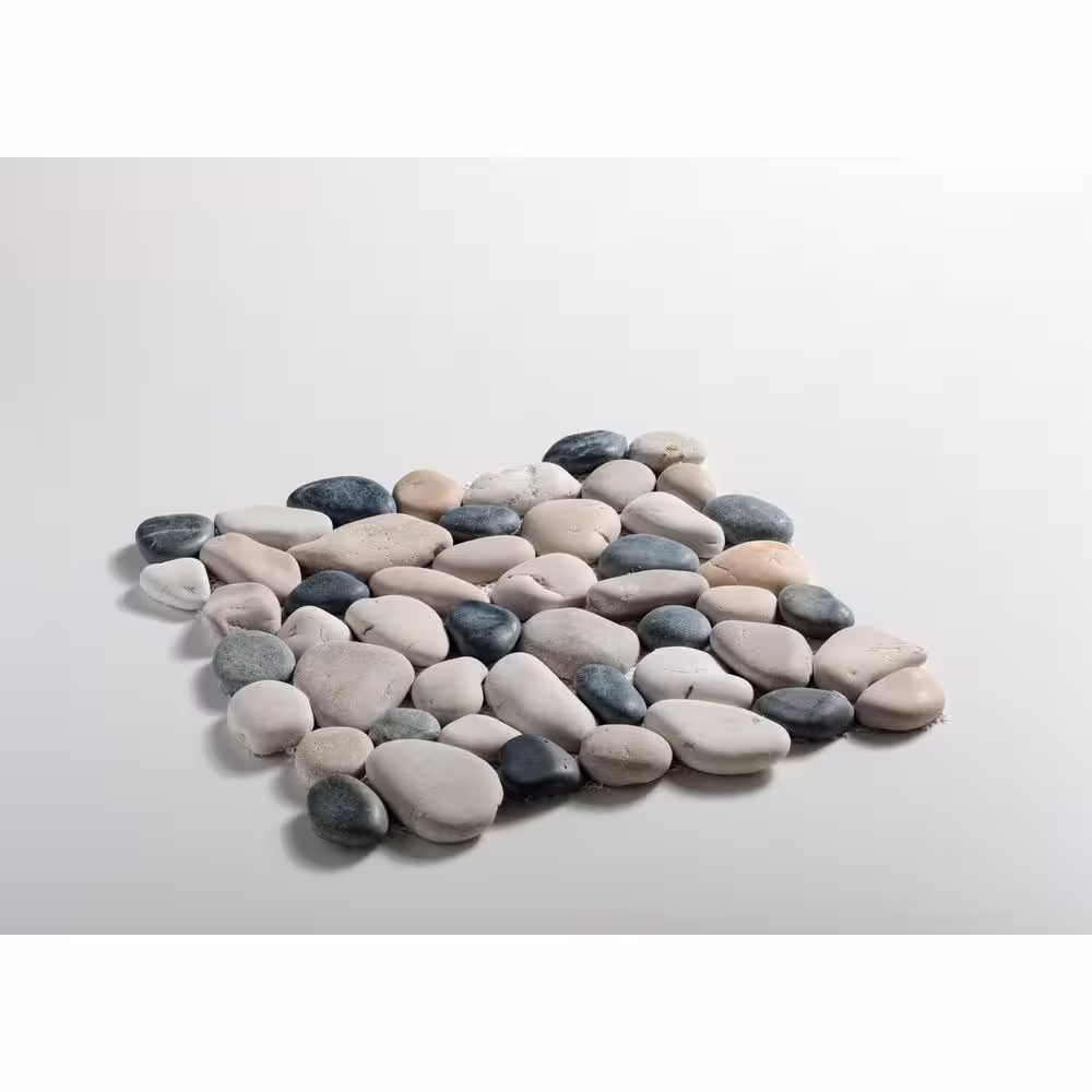 TILE CONNECTION Classic Pebble White/Tan/Black 11-1/4 in. x 11-1/4 in. x 12.7mm Indonesian Mesh-Mounted Mosaic Tile (9.61 sq. ft./case)