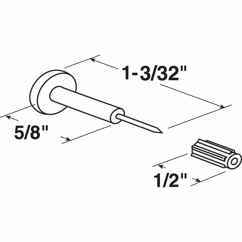 Prime-Line 1-1/8 in. Steel Pin with Plastic Bushing, Window Grid Retainer (6-pack)