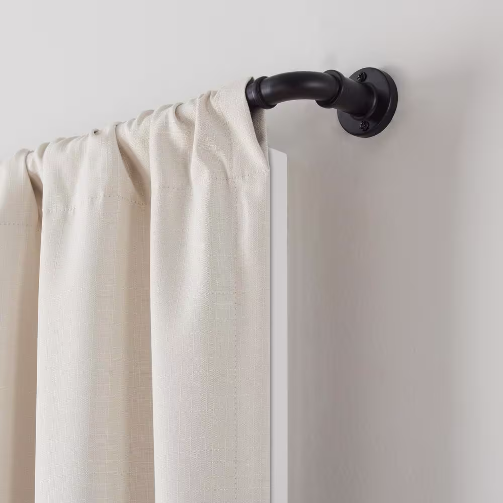 Eclipse Somerton 36 in. - 66 in. Adjustable Industrial Pipe Blackout Wrap 3/4 in. Curtain Rod in Matte Black