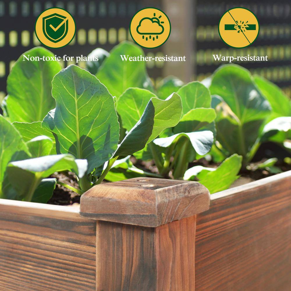 VEIKOUS 47 in. x 23 in. x 30 in. Carbonized Wooden Raised Garden Bed with Liner