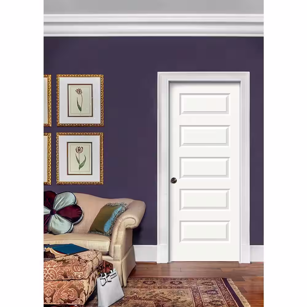 JELD-WEN 30 in. x 80 in. Rockport Primed Right-Hand Smooth Molded Composite Single Prehung Interior Door