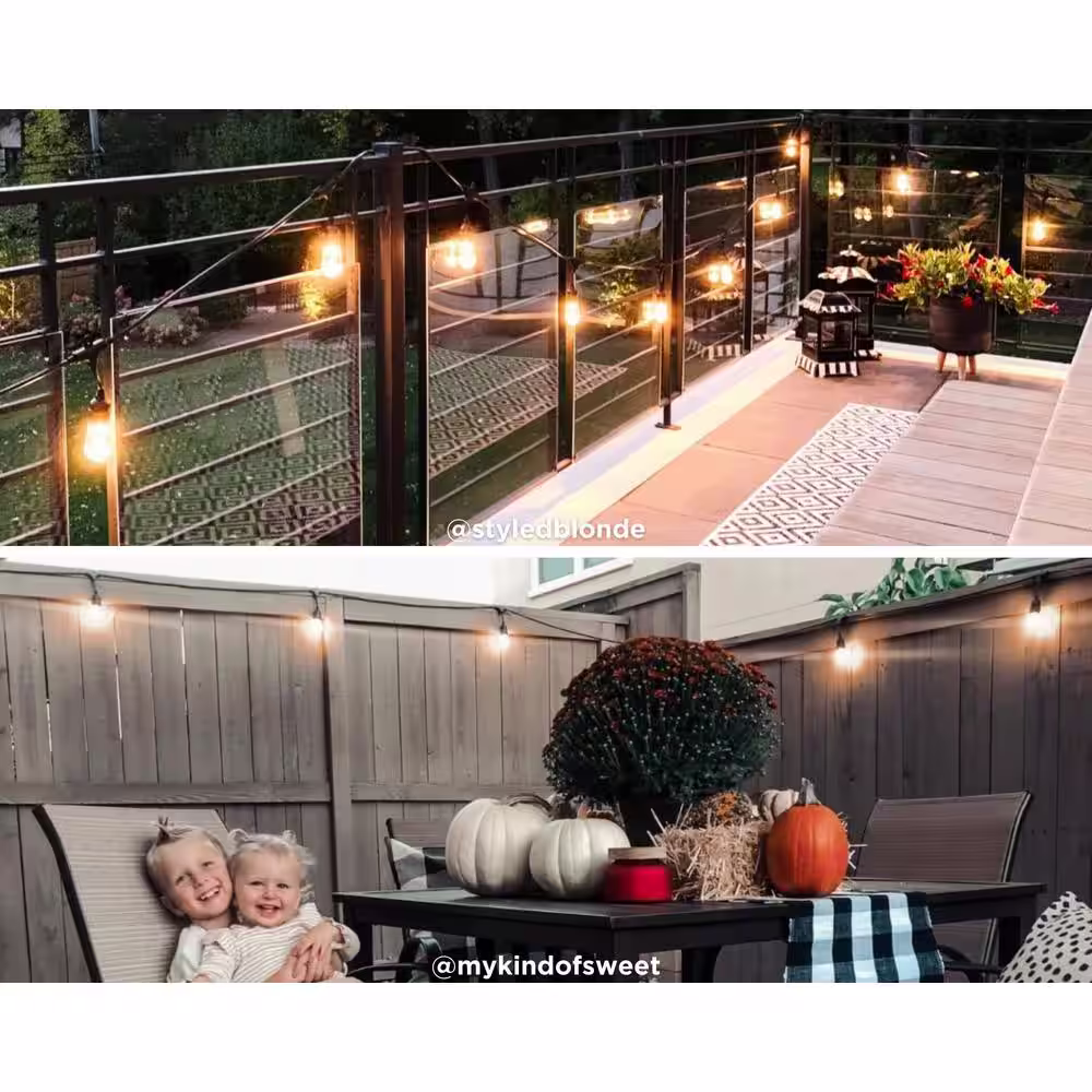 Enbrighten 12 Bulb 24 ft. Indoor Outdoor/Indoor Black Vintage Color Changing LED String Lights with Remote, Acrylic Edison Bulbs