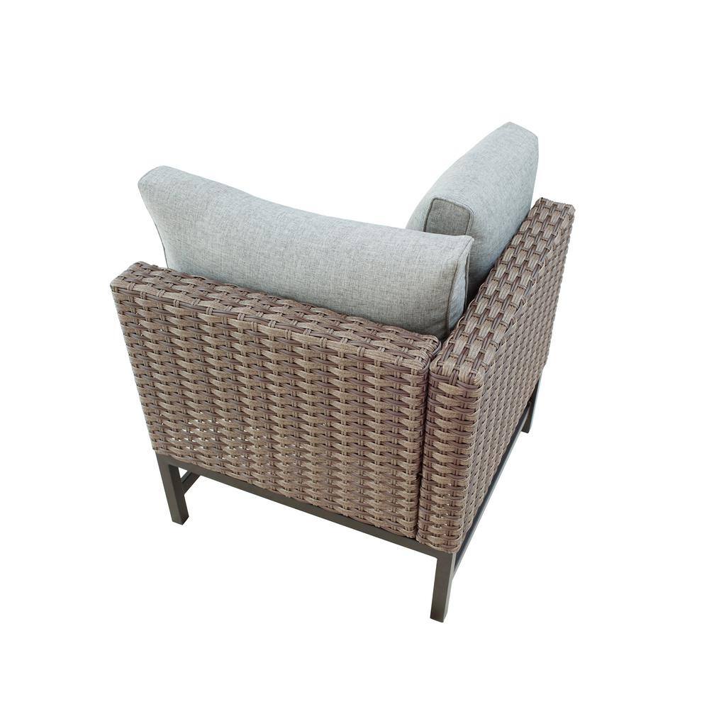 Patio Festival 12-Piece Wicker Right-Angle Collection Patio Conversation Set with Gray Cushions