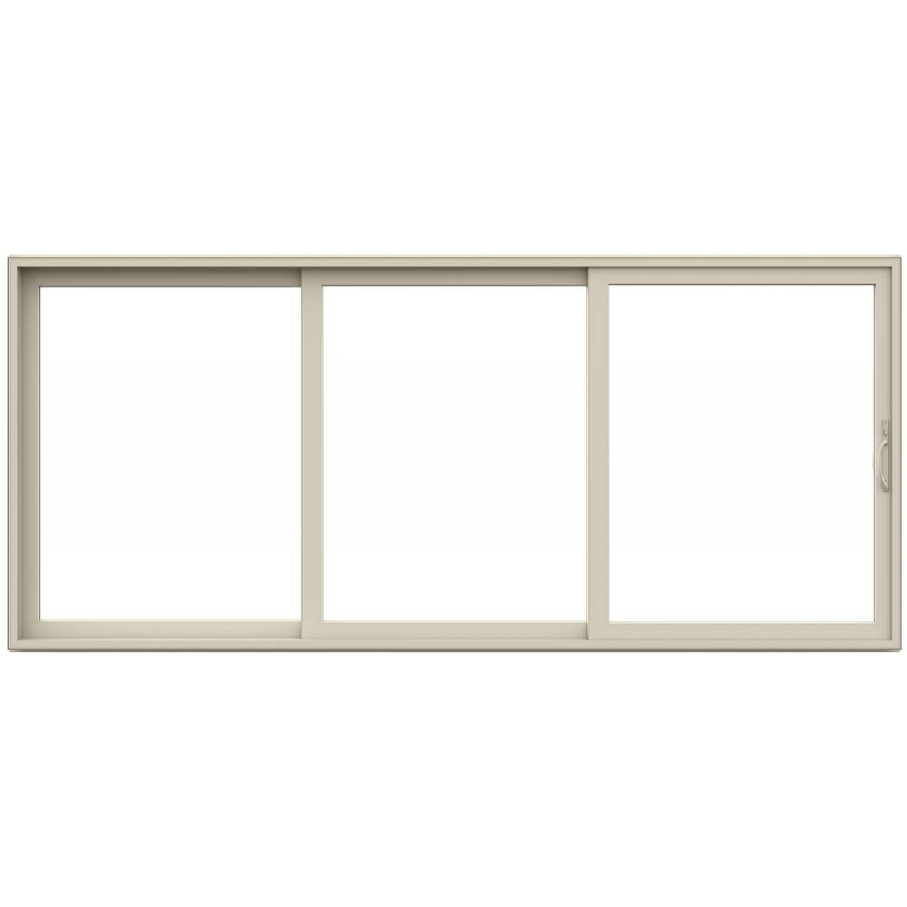 JELD-WEN V4500 Multi-Slide 177 in. x 80 in. Left-Hand Low-E Desert Sand Vinyl 3-Panel Prehung Patio Door