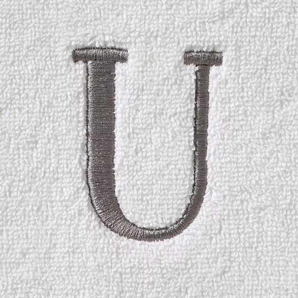 SKL Home Casual Monogram Letter U Bath Towel, white, cotton