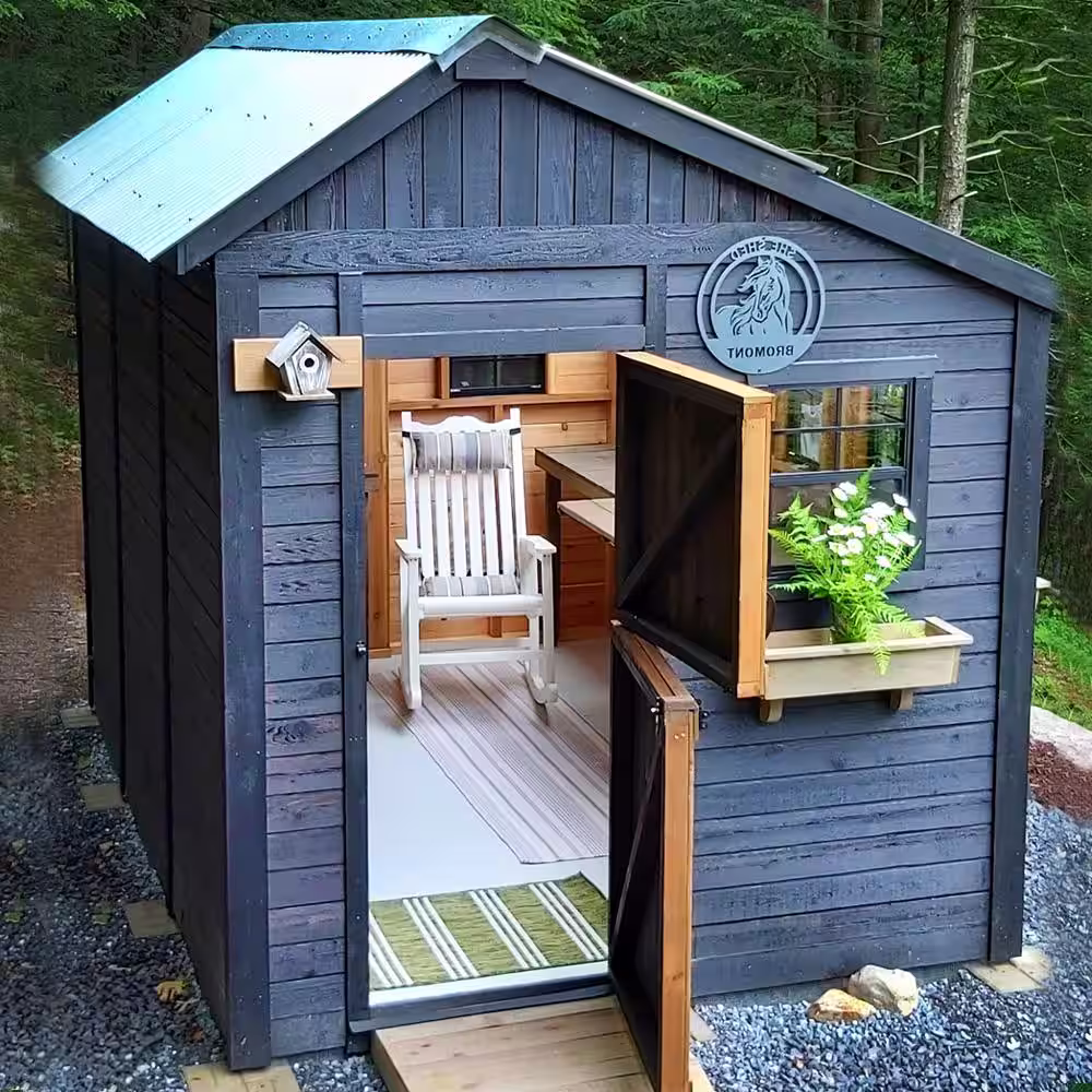 Outdoor Living Today Sunshed 8 ft. W x 8 ft. D Cedar Wood Garden Shed with Metal Roof (64 sq. ft.)