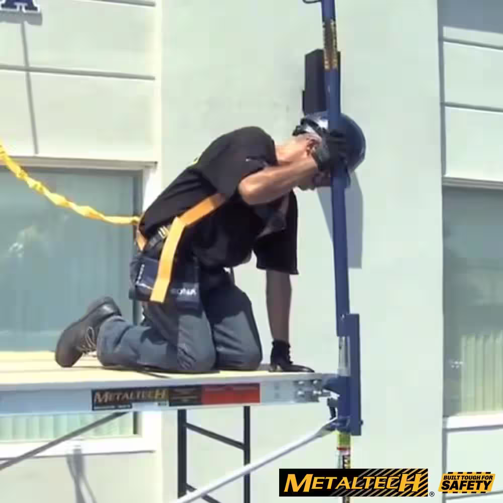 MetalTech 5-ft. Steel Guard Rail Post with Wedge Clamp Support for Guardrails on Metaltech Scaffolding Platforms