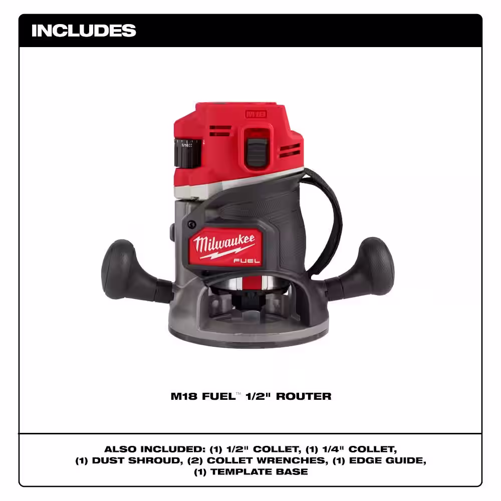 Milwaukee M18 FUEL 18-Volt Lithium-Ion Cordless Brushless 1/2 in. Router Plunge Base (Tool-Only) with Track Adapter