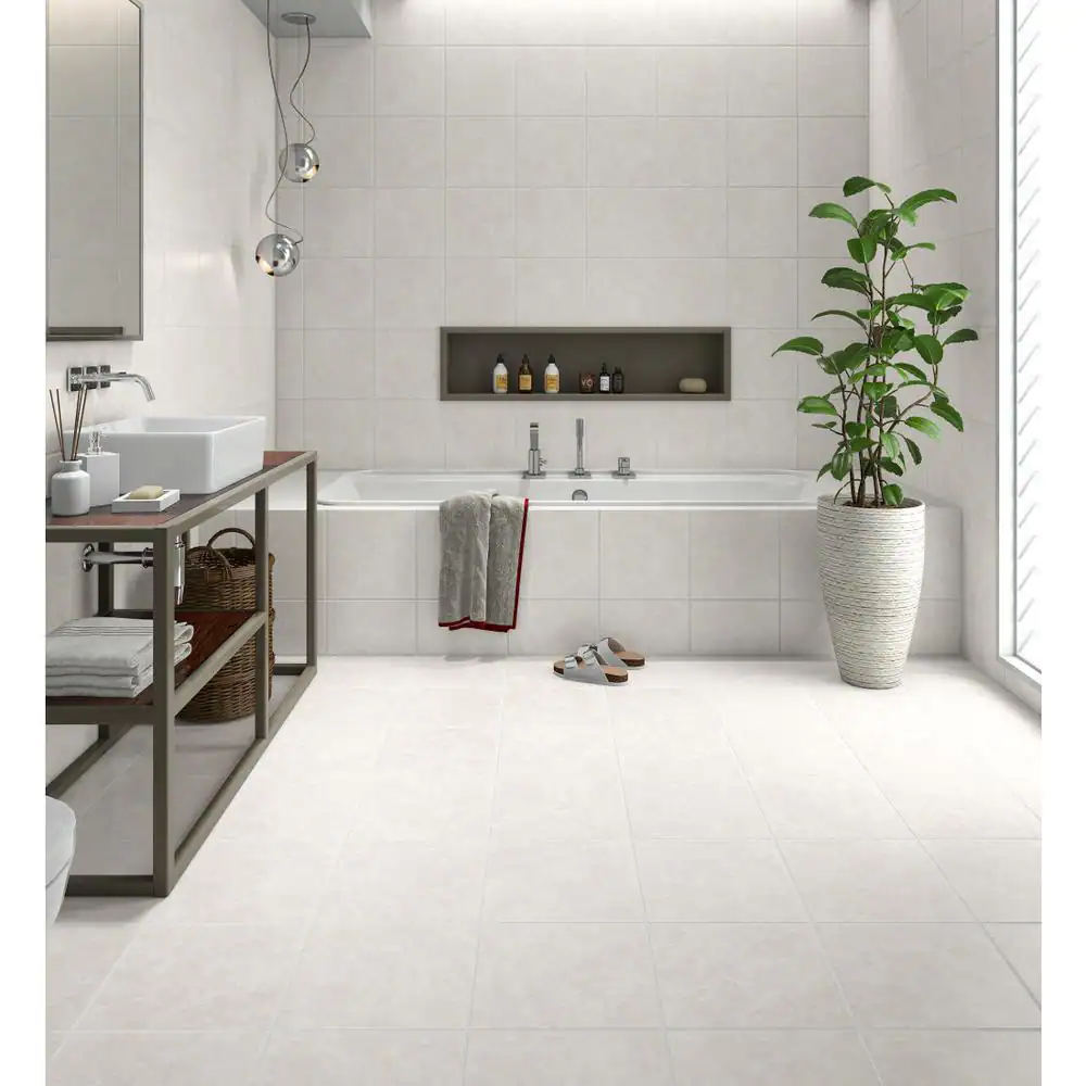 EMSER TILE Havana White 12.28 in. x 12.28 in. Matte Stone Look Ceramic Floor & Wall Tile (20.96 sq. ft./Case)