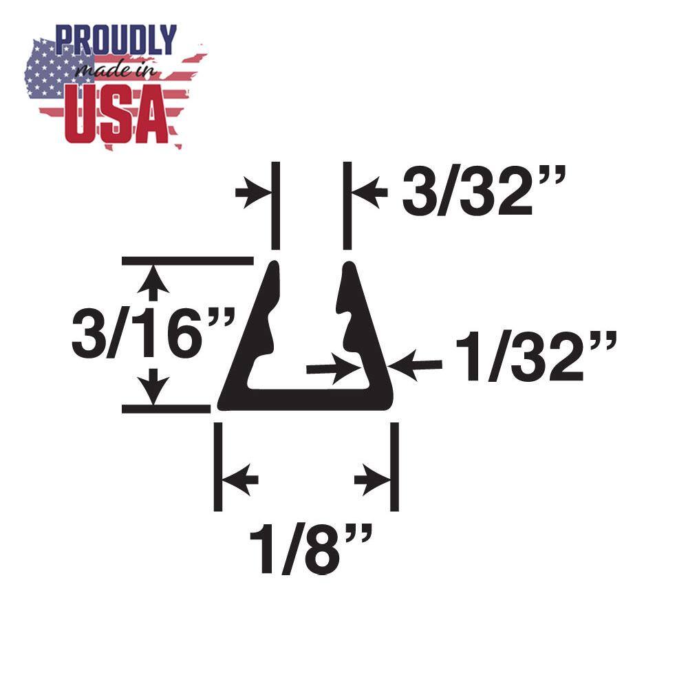 None 3/16 in. D x 1/8 in. W x 72 in. L White Styrene Plastic U-Channel Moulding Fits 1/8 in. Board, (18-Pack)