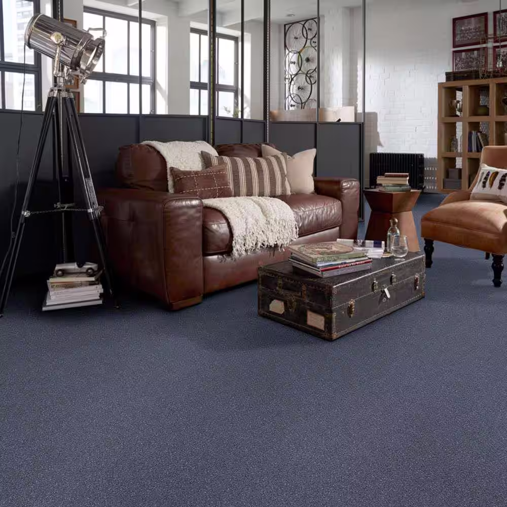 Home Decorators Collection Brave Soul I - Blue Reflection - 34.7 oz. Polyester Texture Installed Carpet