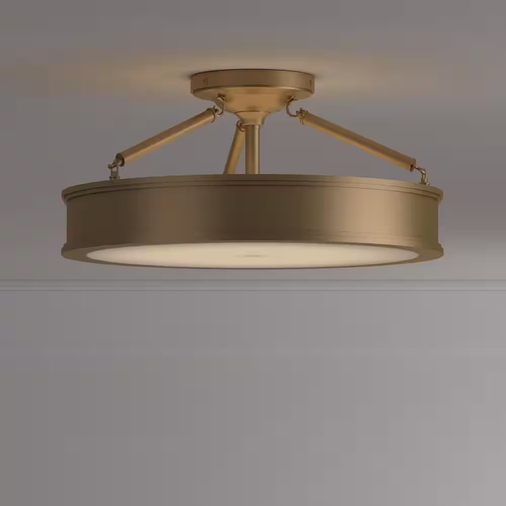 Minka Lavery Harbour Point 3-Light Liberty Gold Semi-Flush Mount Light