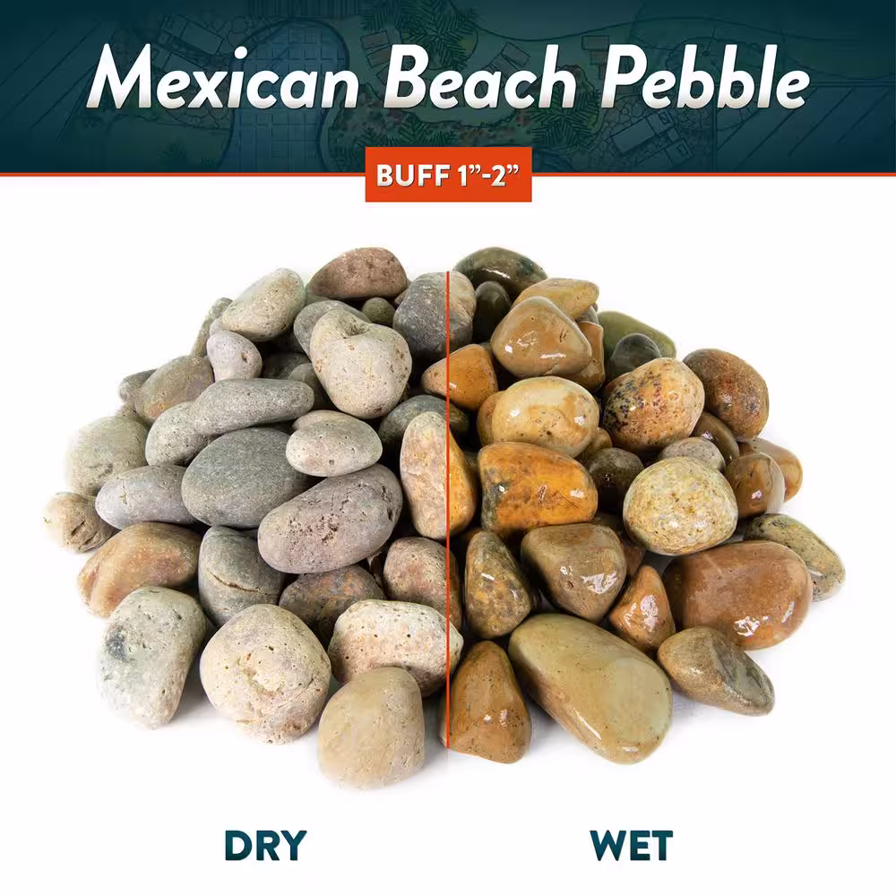Southwest Boulder & Stone 21.6 cu. ft., 3 in. to 5 in. 2000 lbs. Buff Mexican Beach Pebble Smooth Round Rock for Garden and Landscape Design