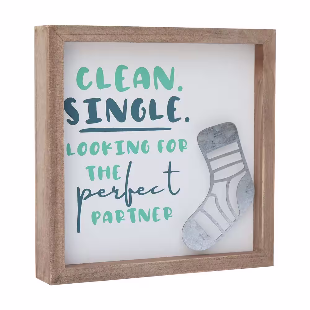 None Clean. Single. Looking For The Perfect Partner Laundry Room Wood Decorative Sign
