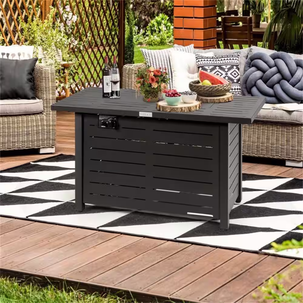 None 42 in. 60,000 Btu Rectangular Propane Gas Fire Pit Table
