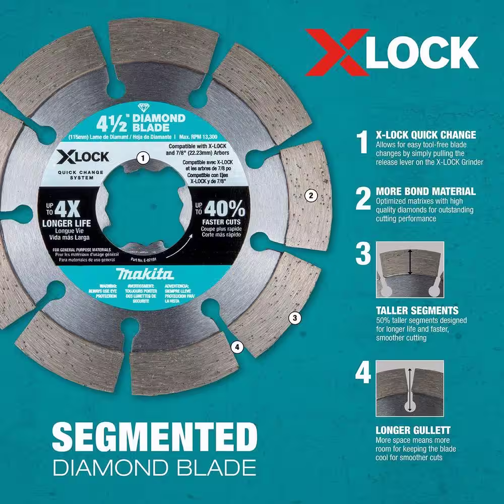Makita X-LOCK 4-1/2 in. Diamond Blade Variety Pack for Masonry Cutting (3-Pieces)