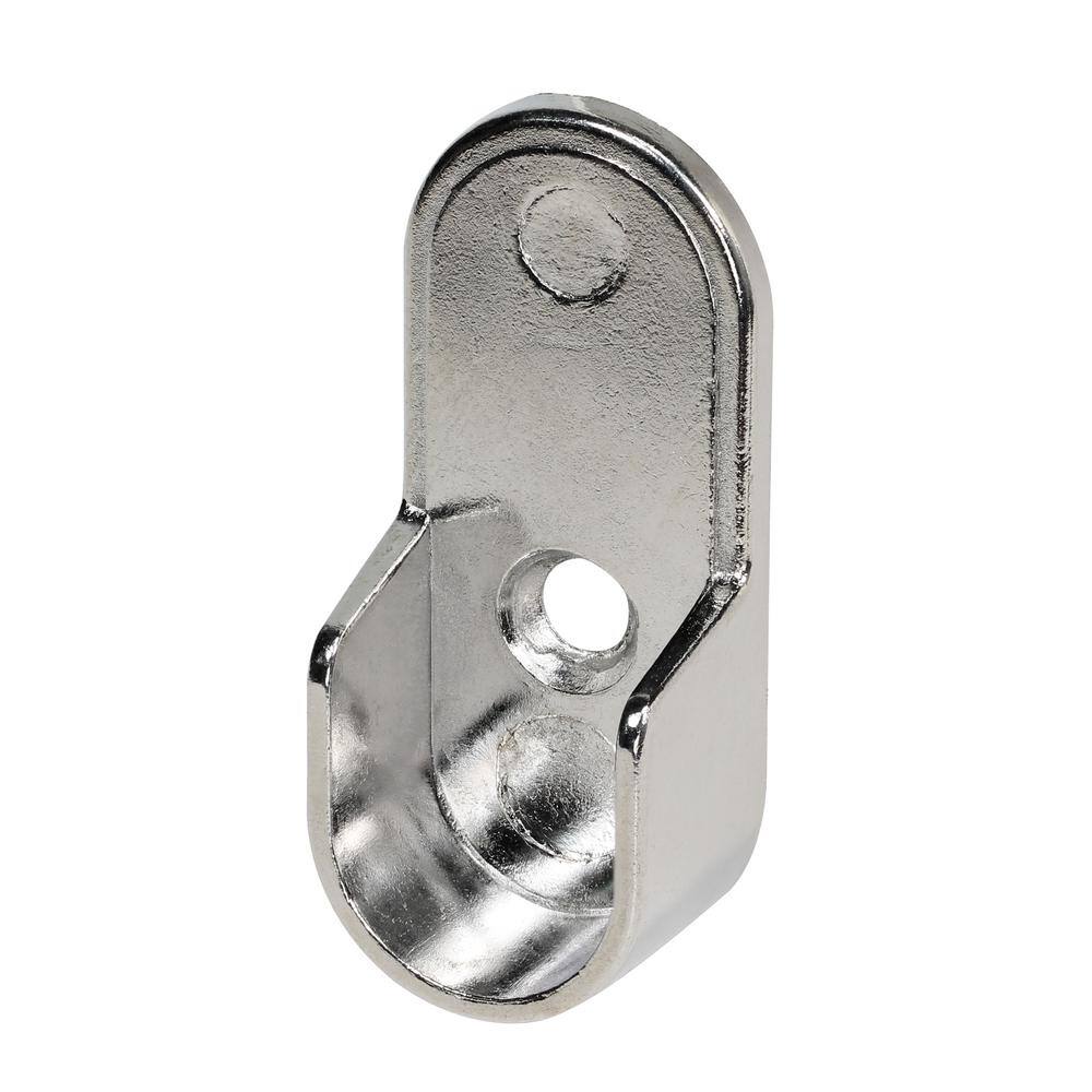 Rok 30 mm x 15 mm Chrome Metal Oval Closet Pole Socket Rod End Support with 5 mm Pins (100-Pack)