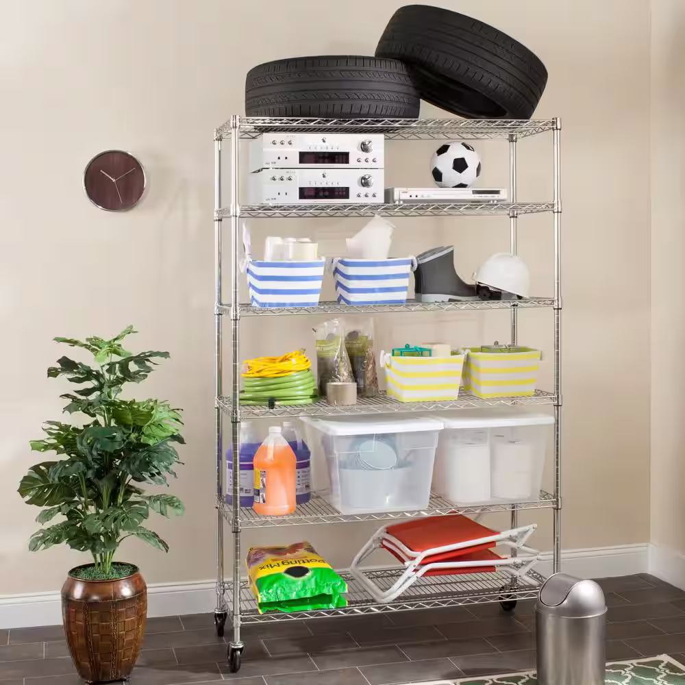 SAFAVIEH Juliet 6 Shelves Chrome Heavy Duty Decorative Shelving Rack