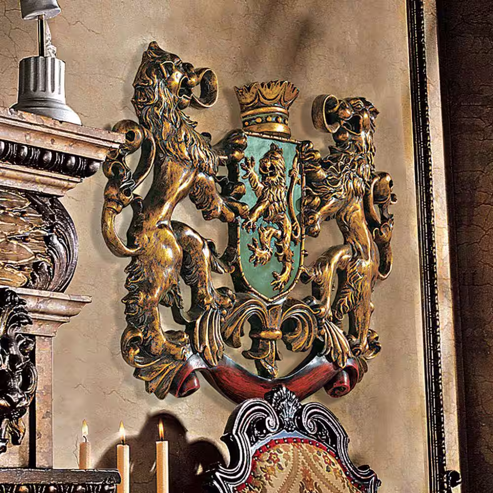 Design Toscano 22.5 in. x 30.5 in. Heraldic Royal Lions Coat of Arms Wall Sculpture