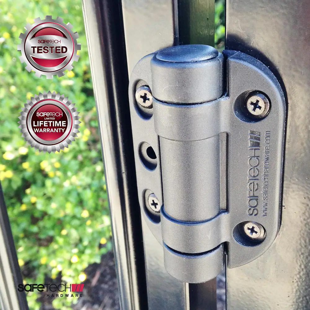 Safetech Hardware 3.5 in. Black TopKlik Self-Closing Gate Hinges (2-Pack)