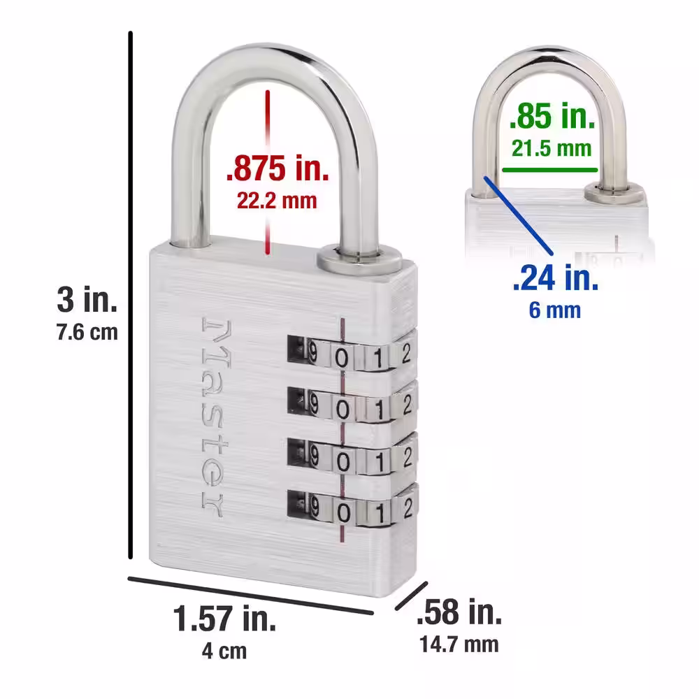Master Lock Combination Lock, Resettable 4-Dial