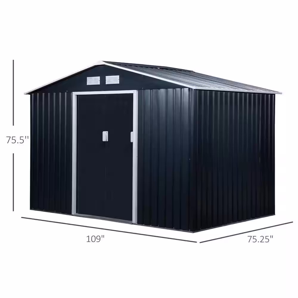 Outsunny 6 ft. x 9 ft. x 6 ft. Metal Utility Shed for Garden and Backyard