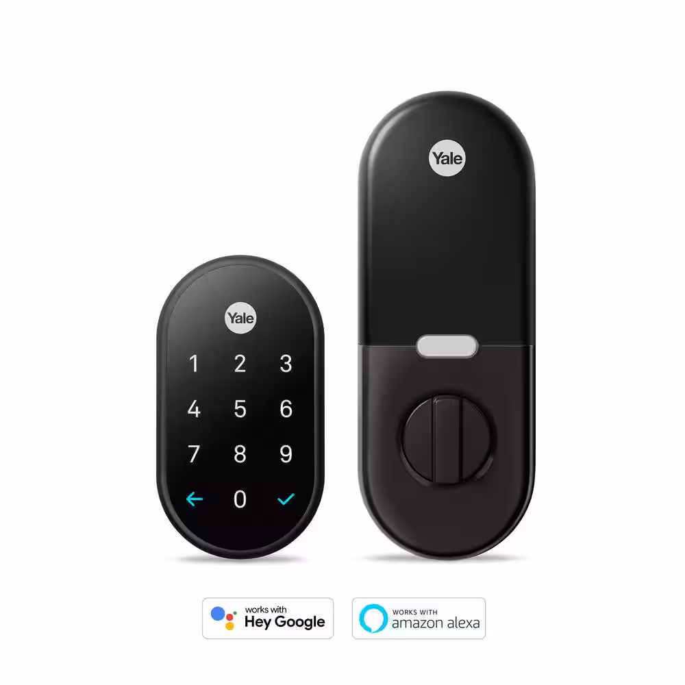 Google Nest x Yale Lock - Tamper-Proof Smart Deadbolt Lock with Nest Connect - Black Suede