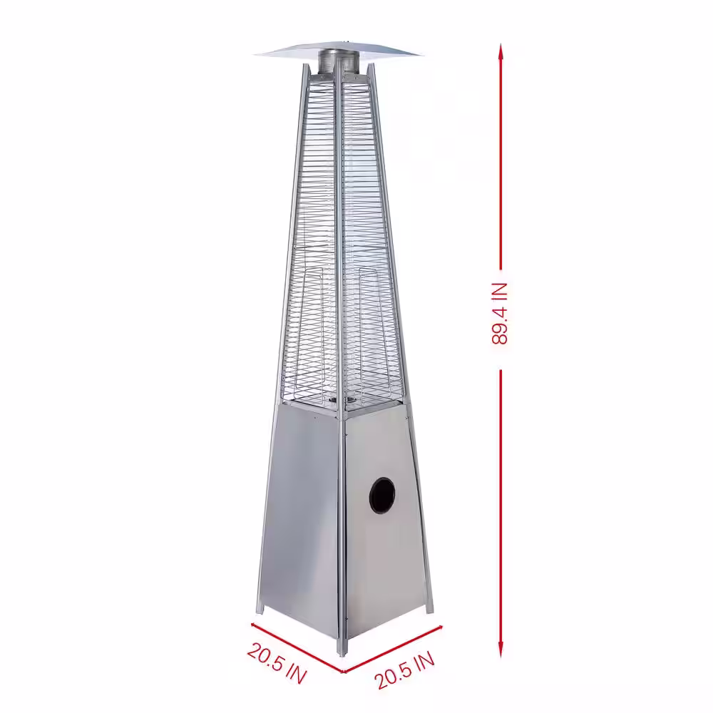 DIRECT WICKER 40000 BTU Outdoor Garden Silver Propane Pyramid Flame Heater with Moving Wheels