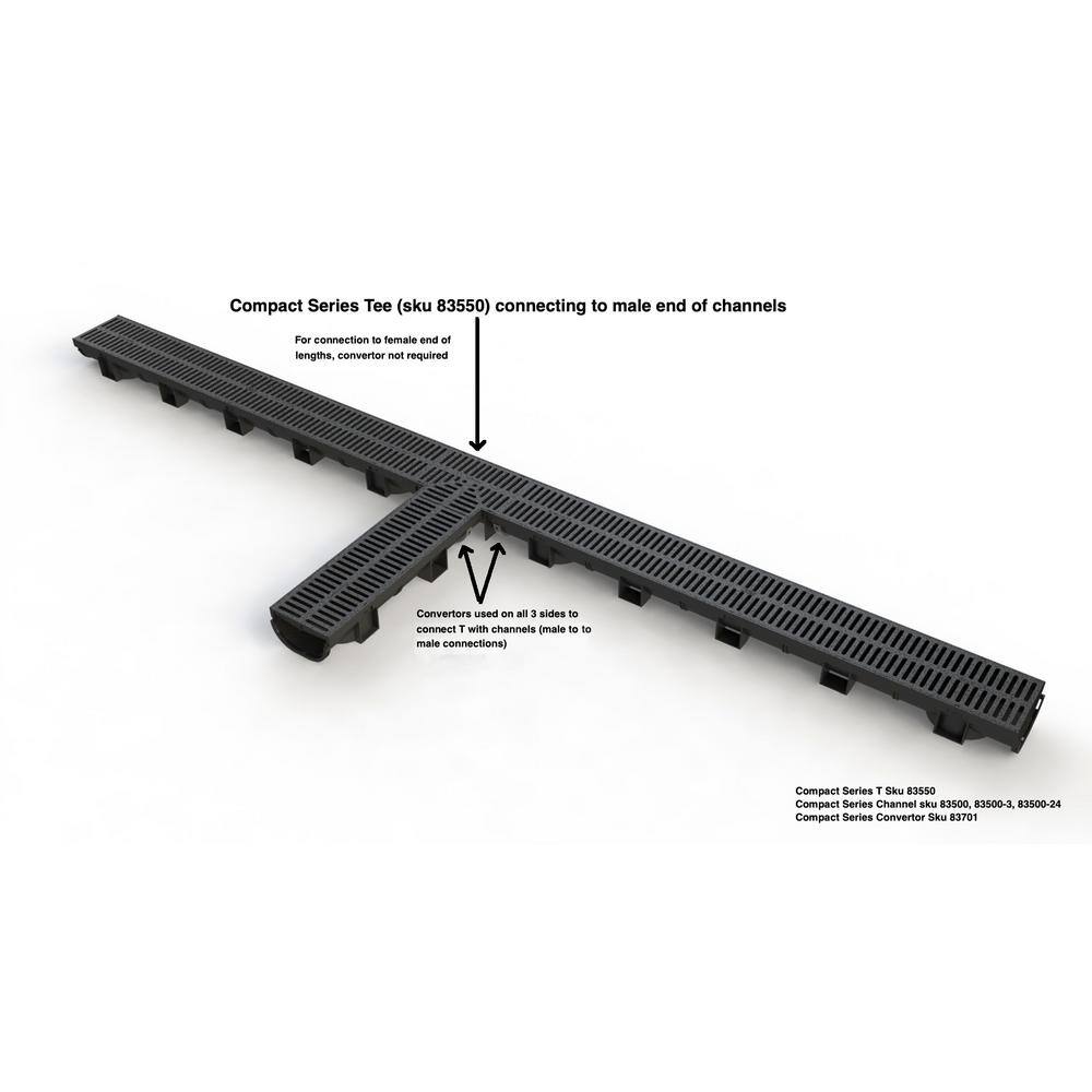 U.S. TRENCH DRAIN Compact Series 90 Corner for 3.2 in. D Trench and Channel Drain Systems w/ Stainless Steel Grate