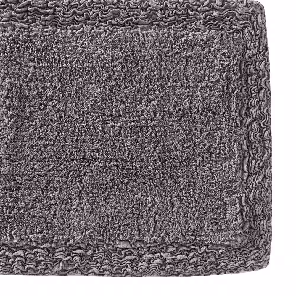 None Gray 20 in. x 30 in. Cotton Rosario Bath Rug
