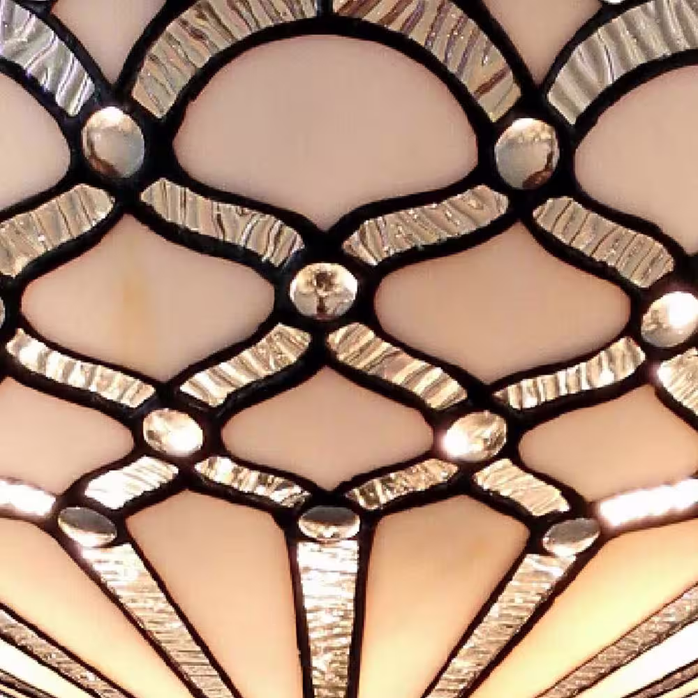 Amora Lighting 2-Light Tiffany Style White Ceiling Lamp with Glass Shade