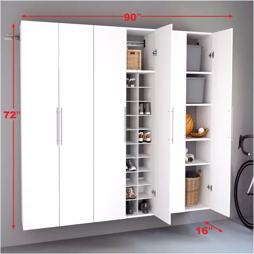 Prepac 3-Piece Composite Garage Storage System in White (90 in. W x 72 in. H x 16 in. D)