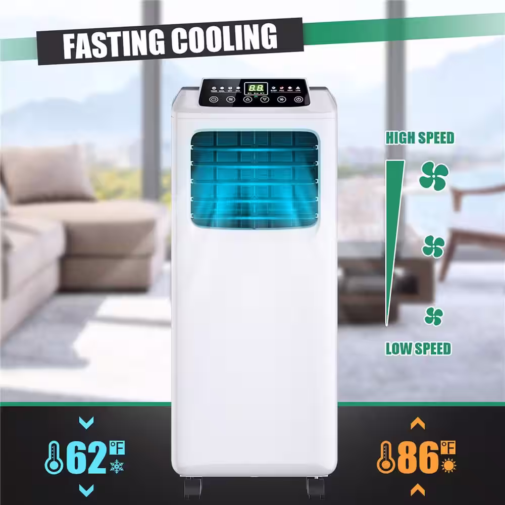 Costway 9,000 BTU Portable Air Conditioner with Dehumidifier in Black and White