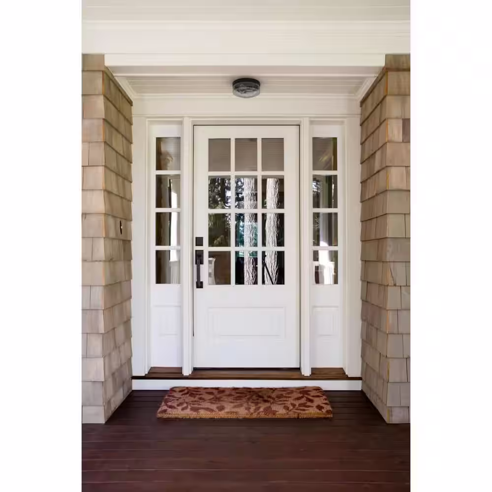 Progress Lighting Lakelynn Collection 2-Light Textured Black Cottage Coastal Style Outdoor Flush Mount with Clear Seeded Glass