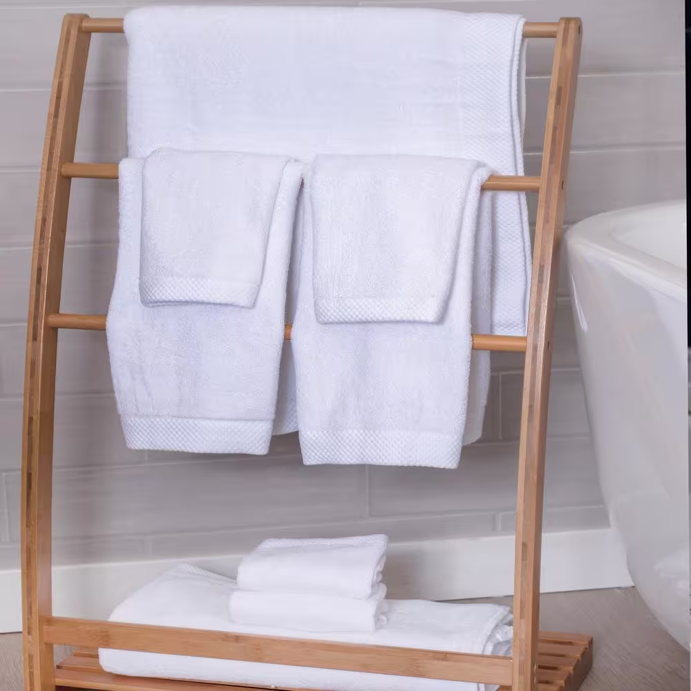 None Luxury Viscose from Bamboo Cotton Towel Set (Set of 8) - White