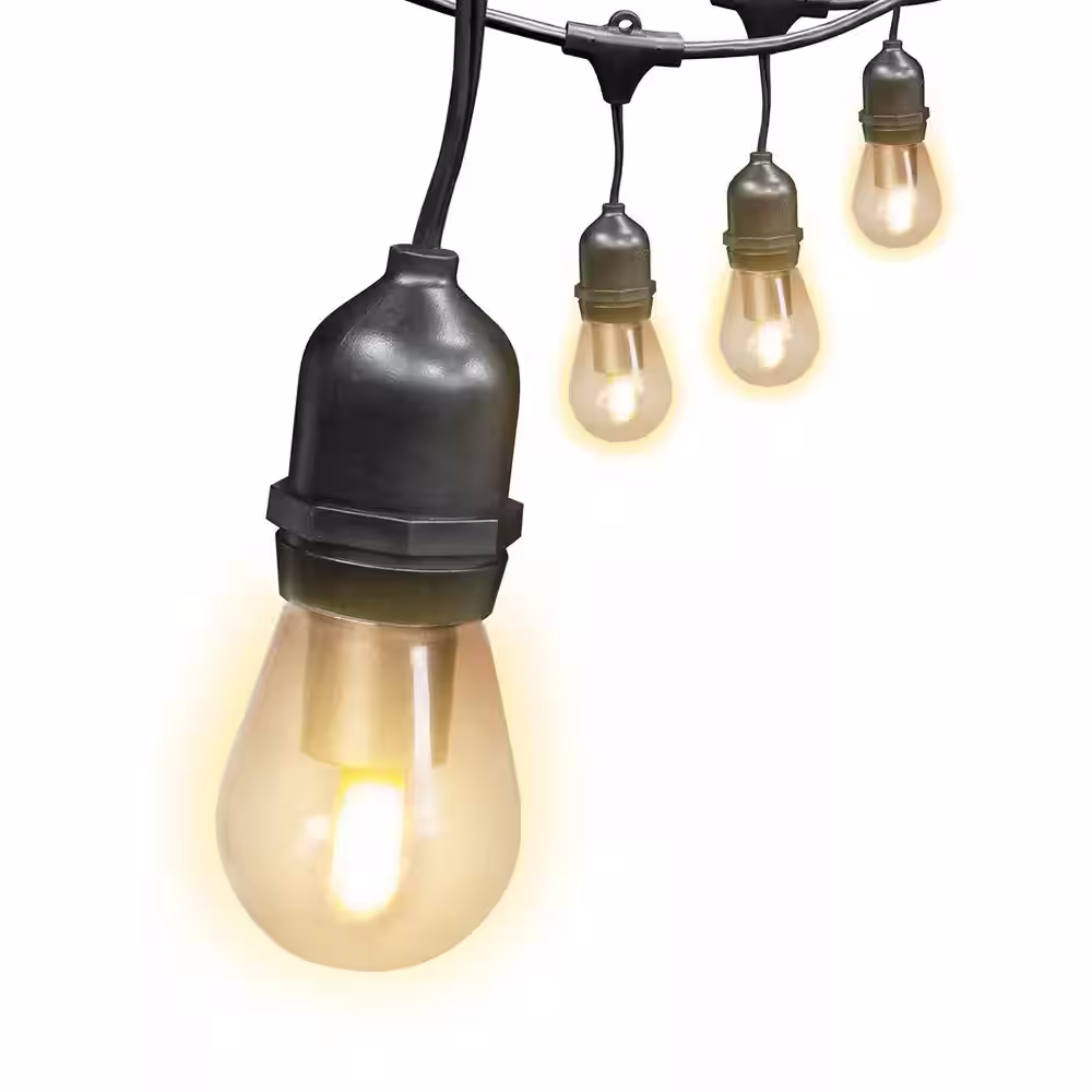 Hampton Bay 6-Light 12 ft. Indoor/Outdoor Plug-In LED S14 Flame Effect String Light Set