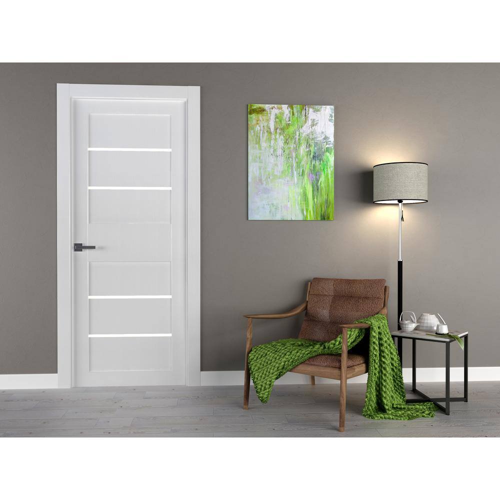 Belldinni 32 in. x 80 in. Liah Bianco Noble Finished Frosted Glass 4-Lite Solid Core Wood Composite Interior Door Slab No Bore