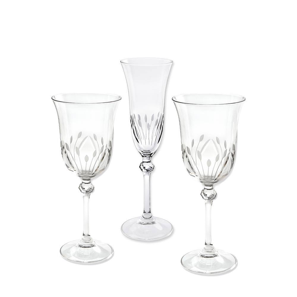 Lorren Home Trends Etched Flute Goblets (Set of 6)