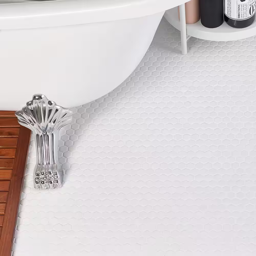 Ivy Hill Tile Bliss Hexagon Matte White 10.03 in. x 11.61 in. Matte Porcelain Floor and Wall Mosaic Tile (0.80 Sq. Ft./Each)