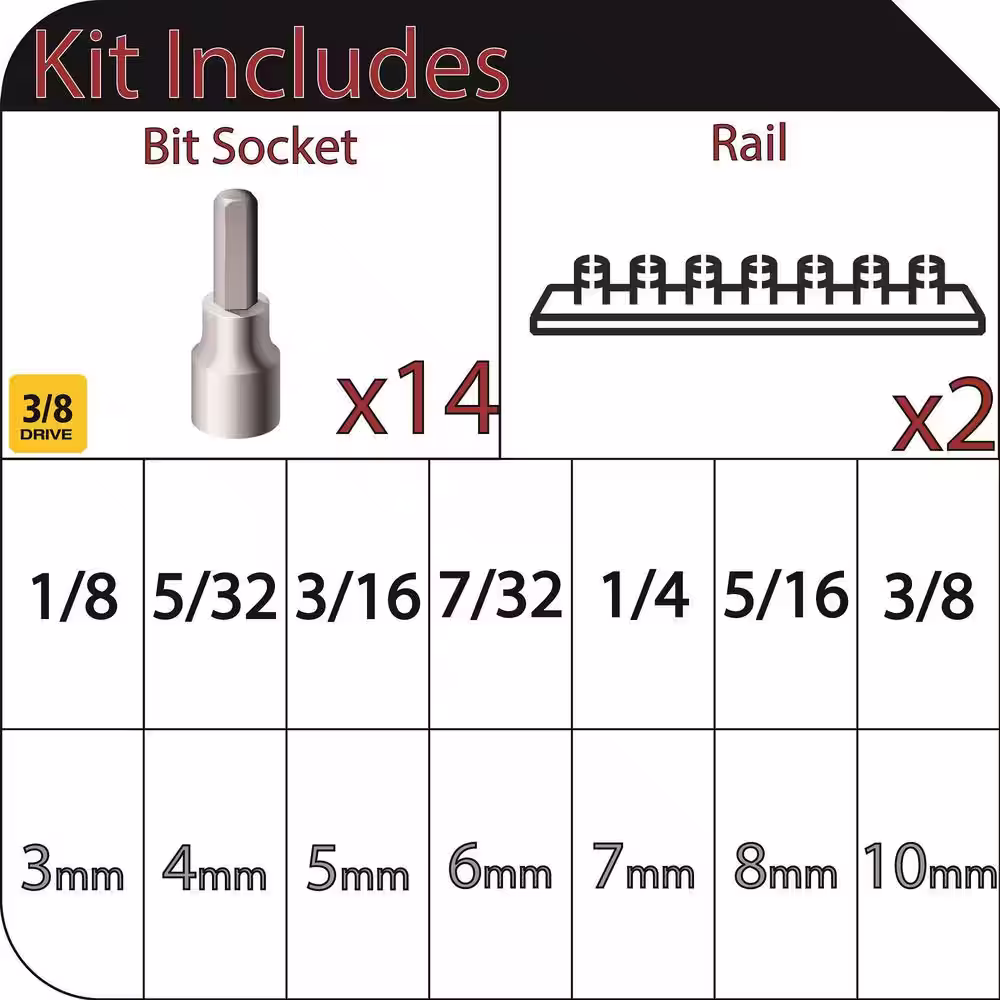 Husky 3/8 in. Drive Hex Bit SAE/MM Socket Set (14-Piece)