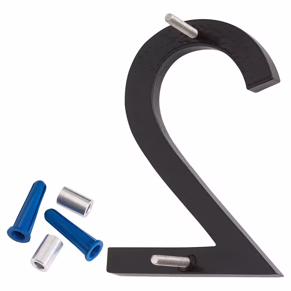 Montague Metal Products 4 in. Black Aluminum Floating or Flat Modern House Number 2