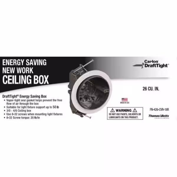 Carlon 26 cu. in. New Work Non-Metallic Vapor Tight Electrical Ceiling Box