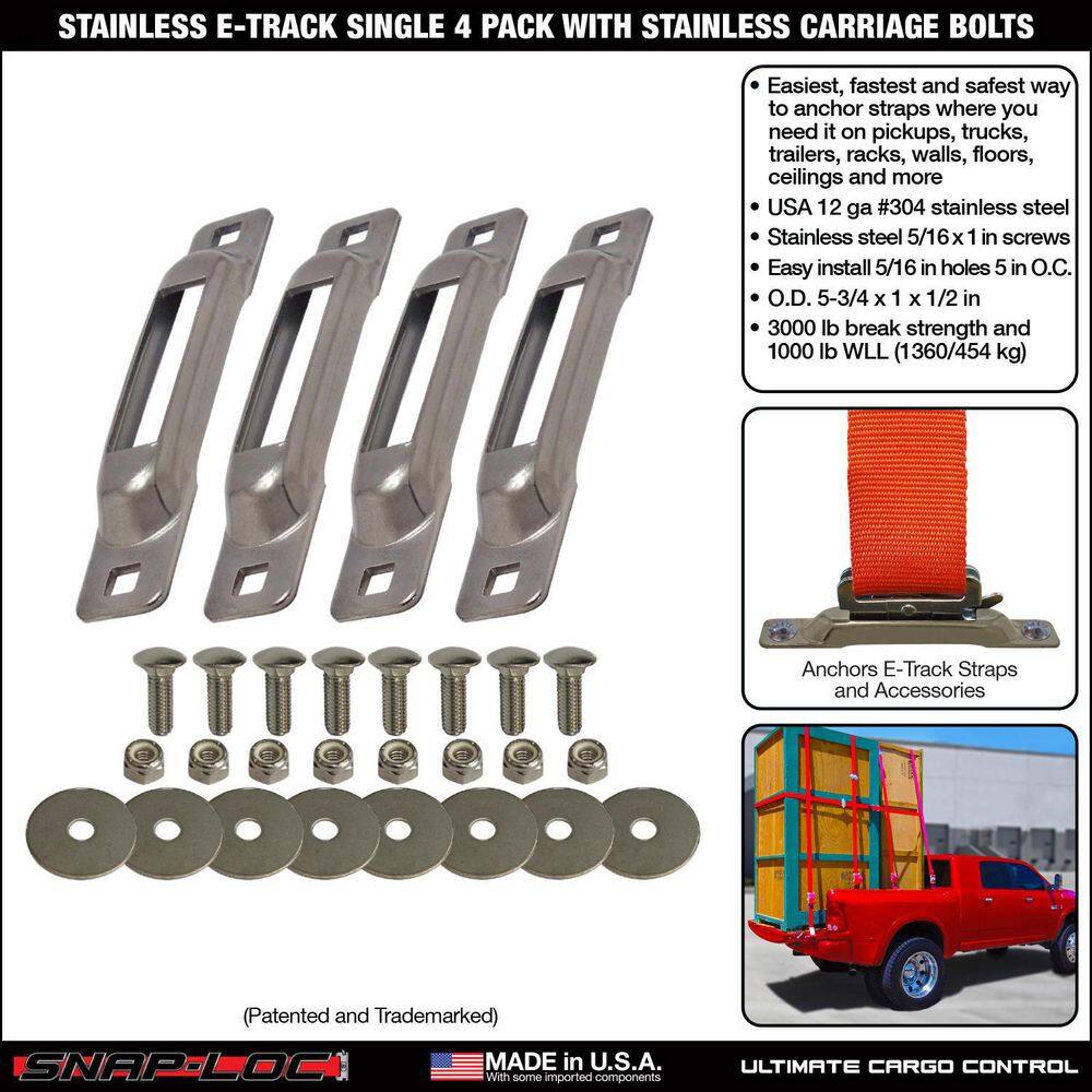 SNAP-LOC Stainless Steel E-Track Single Strap Anchor with Carriage Bolts (4-Pack)