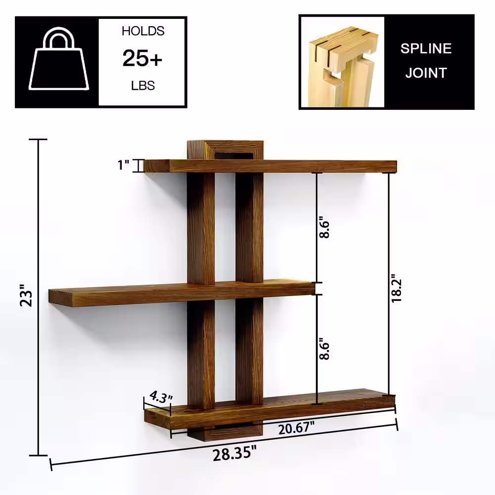 None 20.67 in. W x 4.3 in. D Variable Floating Shelves Wood Set of 4, Rustic Shelves for Wall, Decorative Wall Shelf