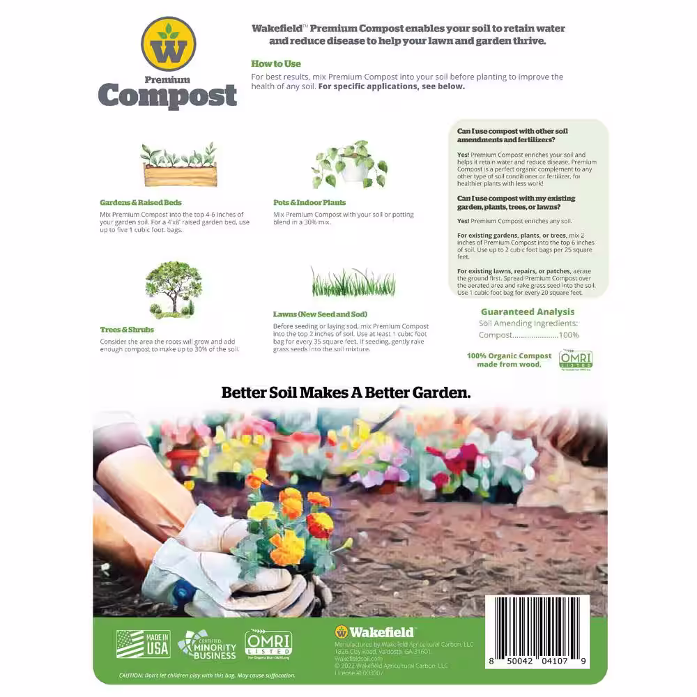 WAKEFIELD Premium Compost Soil Amendment - 1 cu. ft. Bag