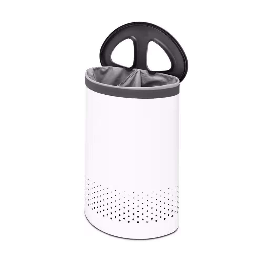 Brabantia 14.5 Gal. (55L) Laundry Sorter with Black Plastic Lid