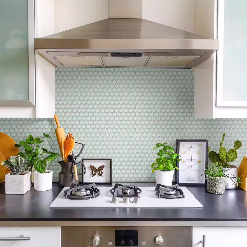 Merola Tile Hudson 1 in. Hex Light Green 11-7/8 in. x 13-1/4 in. Porcelain Mosaic Tile (11.2 sq. ft./Case)