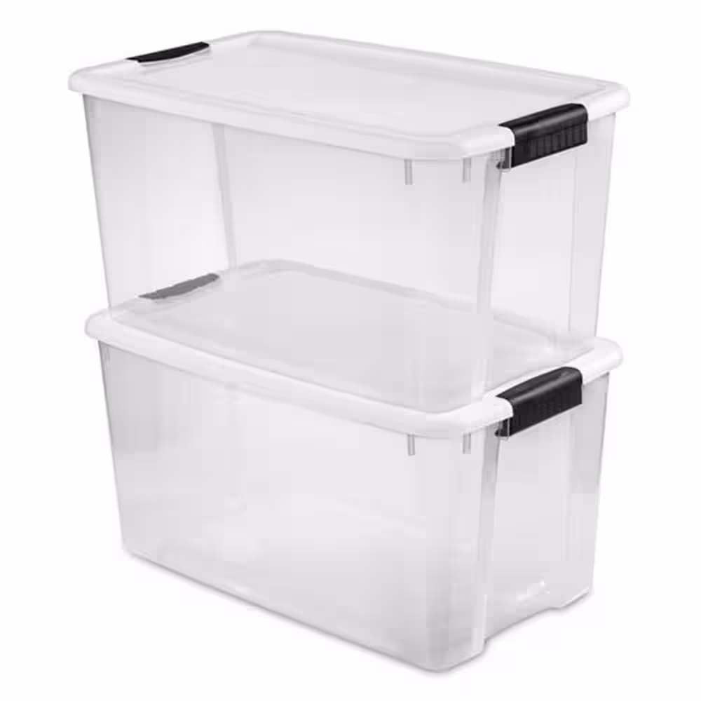 Sterilite 70 qt. XL Plastic Stacking Storage Container Boxes in Clear, 24 Pack