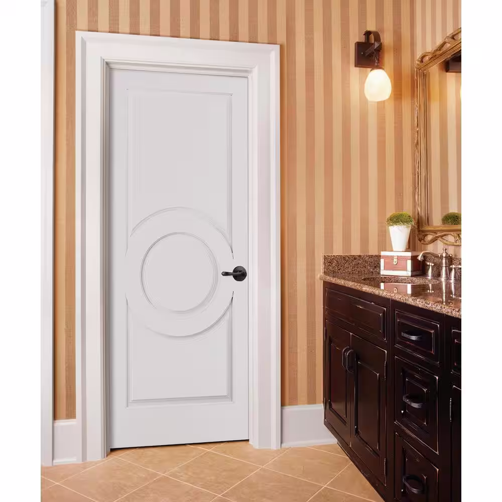 JELD-WEN Carved C3140 Smooth 3-Panel Primed MDF Interior Door Slab